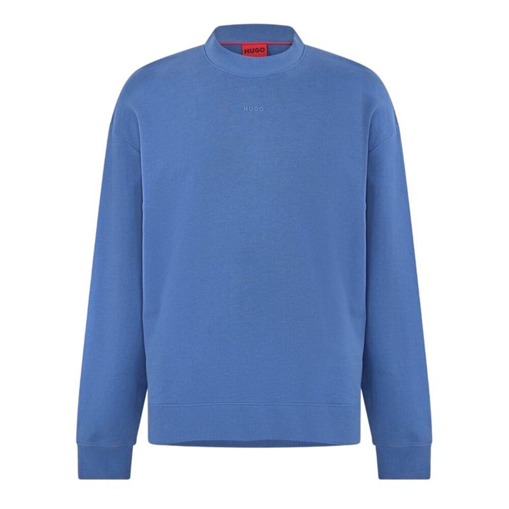 Hugo Mens Tonal Logo Cotton Jersey Relaxed Fit Casual Sweatshirt / Medium Blue